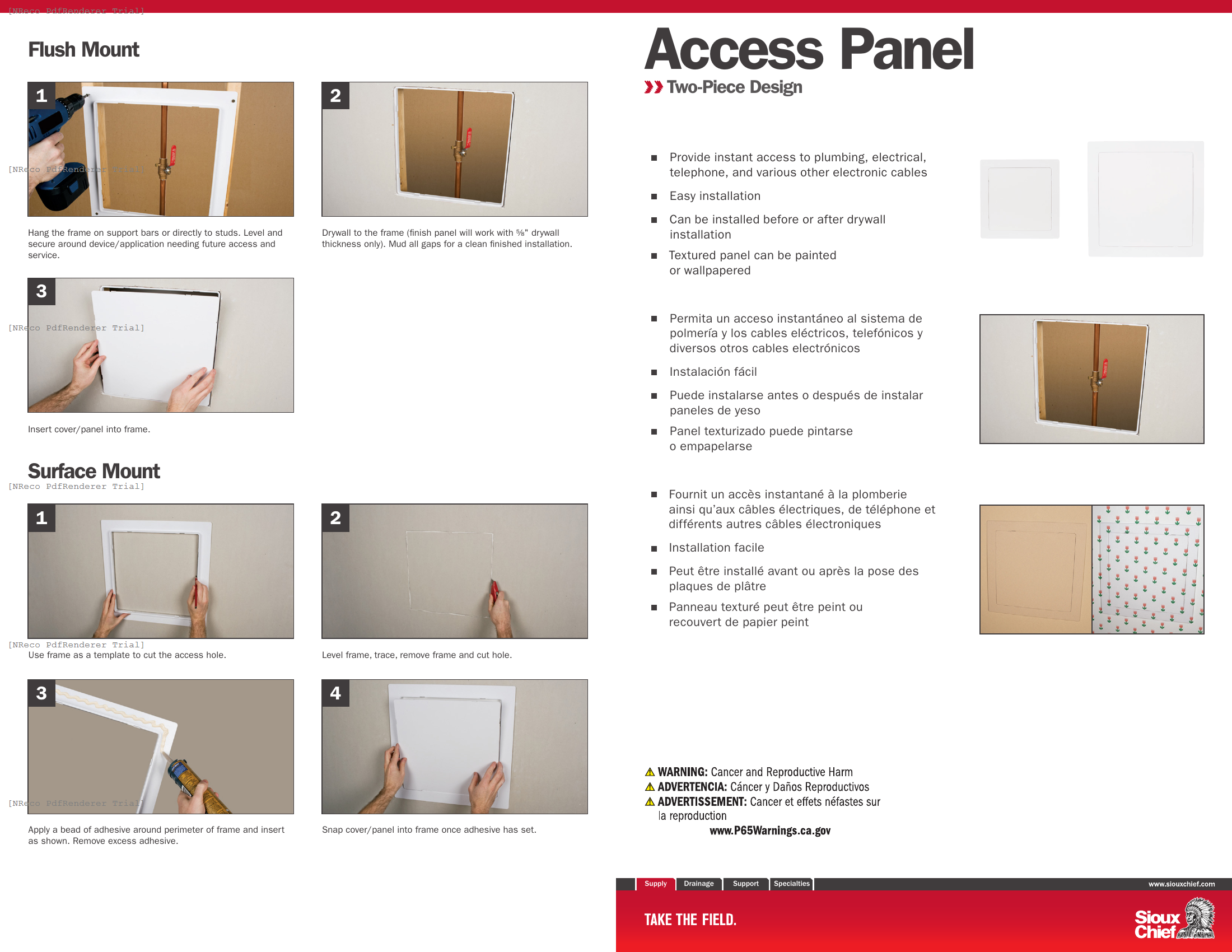 970 SERIES - TWO-PIECE ACCESS PANEL -  INSTRUCTION SHEET.PDF Technical Document
